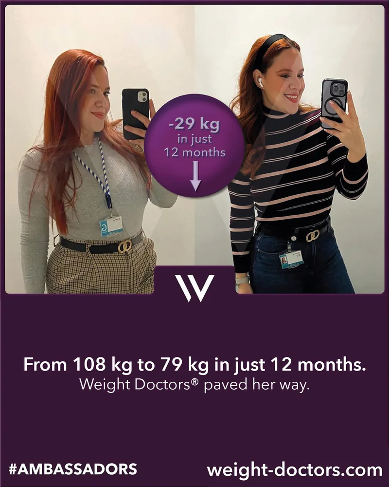 Weight Doctors® before and after: patient from 108 kg to 79 kg in twelve months