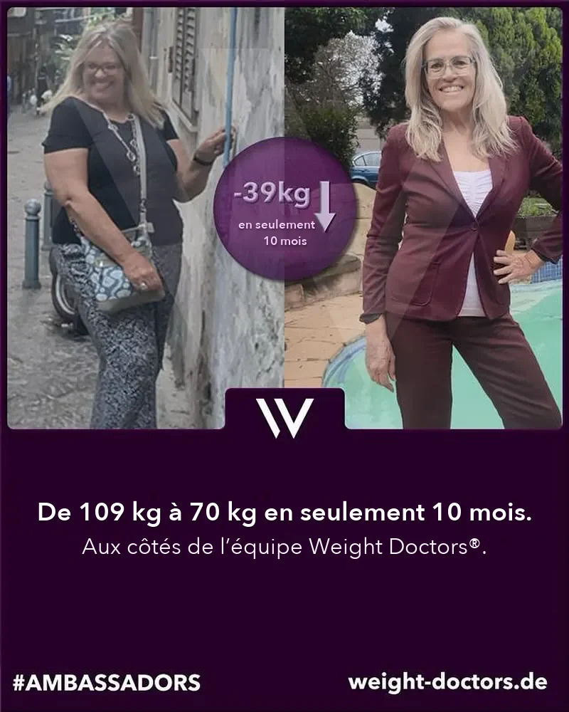 Avant-après Weight Doctors®&nbsp;: une patiente passe de 109 kg à 70 kg en dix mois, avec l’équipe de Weight Doctors®