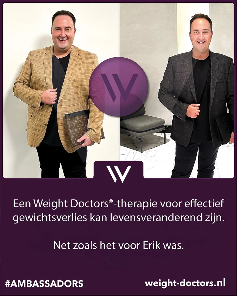 Weight Doctors® voor-en-na: Erik vóór en na zijn Weight Doctors® afvaltherapie