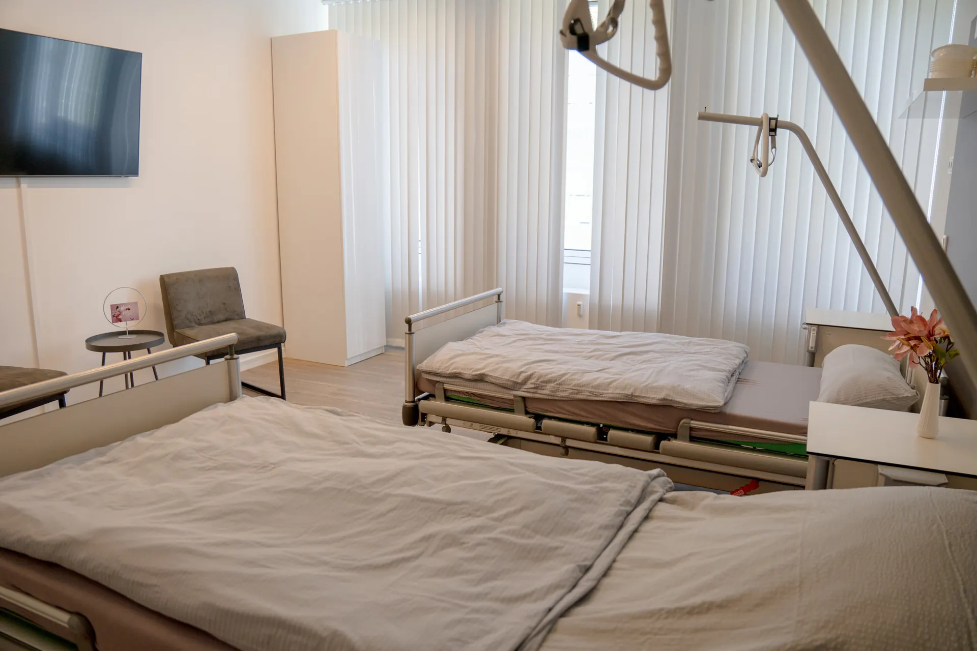 Bright patient room for the night after the operation